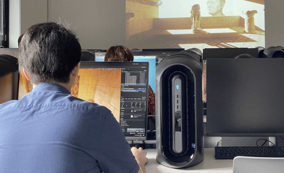 a person at a computer